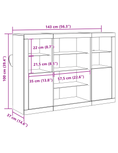 Madia LED Legno vecchio 142,5 x 37 x 100 cm Legno multistrato
