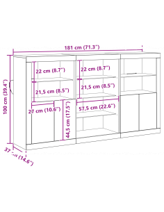 Madia LED Legno vecchio 181,5 x 37 x 100 cm Legno multistrato