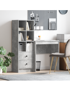 Scrivania con cassetto 2 pcs Grigio cemento