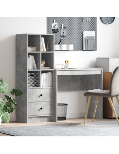 Scrivania con cassetto 2 pcs Grigio cemento