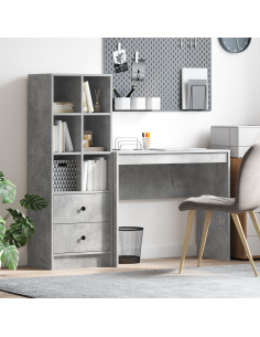 Scrivania con cassetto 2 pcs Grigio cemento