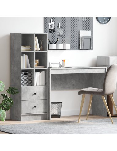 Scrivania con cassetto 2 pcs Grigio cemento