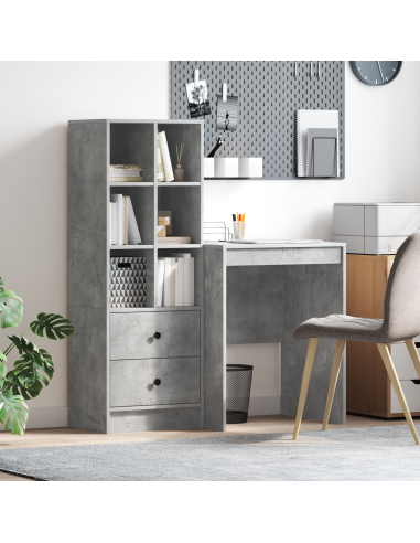Scrivania con cassetto 2 pcs Grigio cemento