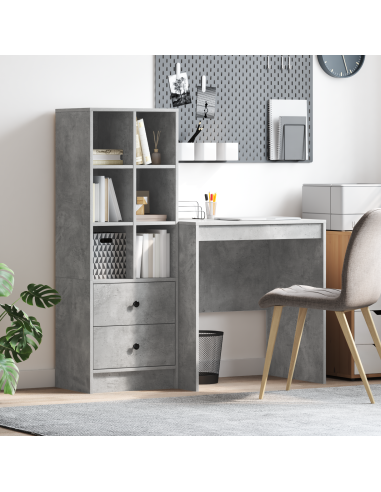 Scrivania con cassetto 2 pcs Grigio cemento