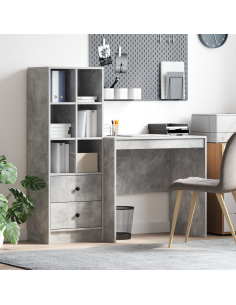 Scrivania con cassetto 2 pcs Grigio cemento