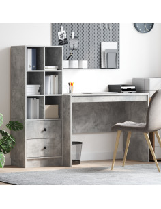 Scrivania con cassetto 2 pcs Grigio cemento