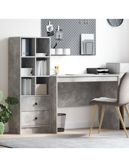 Scrivania con cassetto 2 pcs Grigio cemento