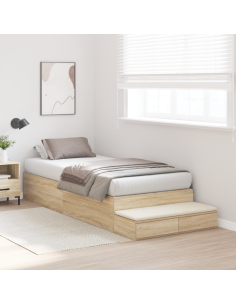 Struttura letto con contenitore Rovere Sonoma 90 cm