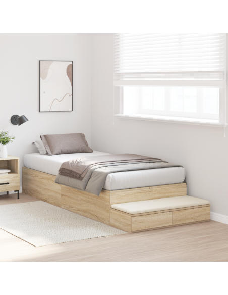 Struttura letto con contenitore Rovere Sonoma 90 cm