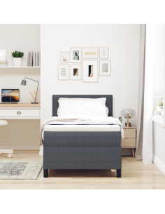 Letto a Sorgente LED Grigio Scuro e Bianco 80 x 200 cm