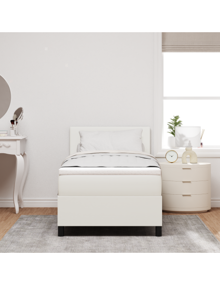 Letto a Molle con Materasso & LED Panna 90x200 cm Tessuto a Coste