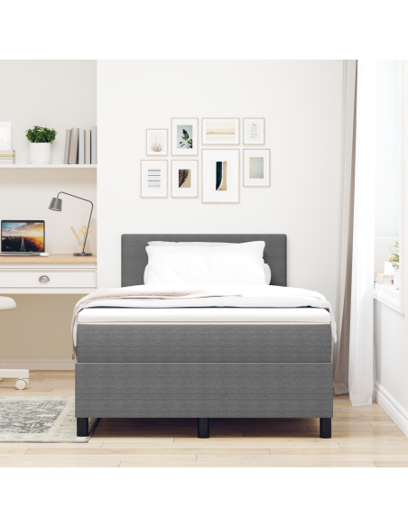 Letto Box Spring con Materasso & LED Grigio Chiaro 120x200 cm in Tessuto di Velluto