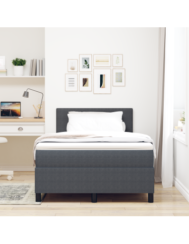 Letto a Sorgente LED Grigio Scuro e Bianco 120 x 200 cm