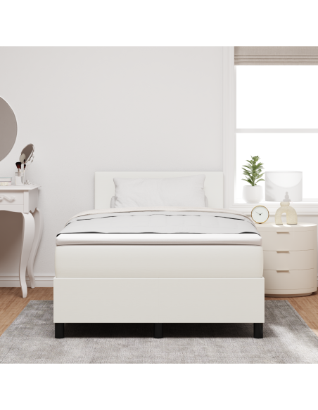 Letto con Rete a Molla con Materasso & Luce LED Crema 120x200 cm Tessuto in Velluto