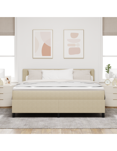 Letto Box Spring e Materasso & Luce LED Verde Grigio Super King Tessuto a Coste
