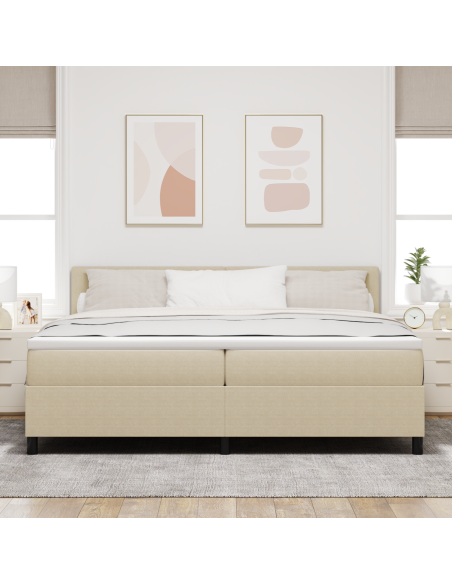 Letto a molle con materasso & luce LED verde grigio 200x200 cm tessuto a coste
