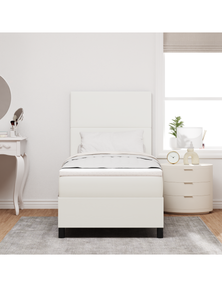 Letto Box Spring con Materasso & LED Crema 80x200 cm Tessuto in Corduroy