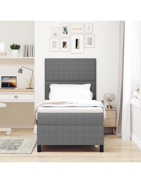 Letto a box con materasso e luce LED Grigio chiaro in tessuto a coste
