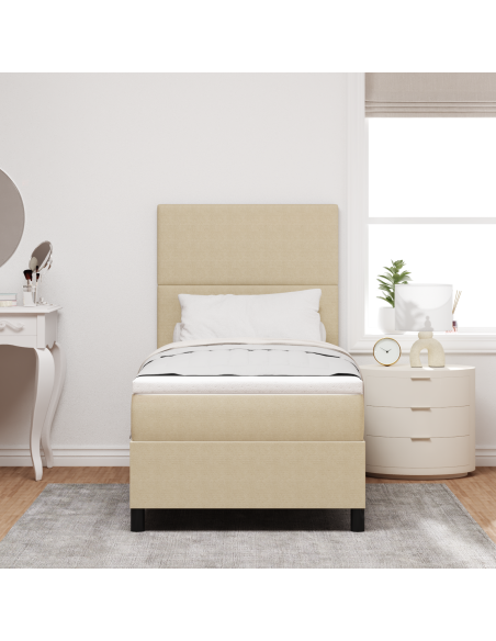 Letto Box Spring con Materasso e Luce LED Verde Grigio 100x200 cm Tessuto Corduroy