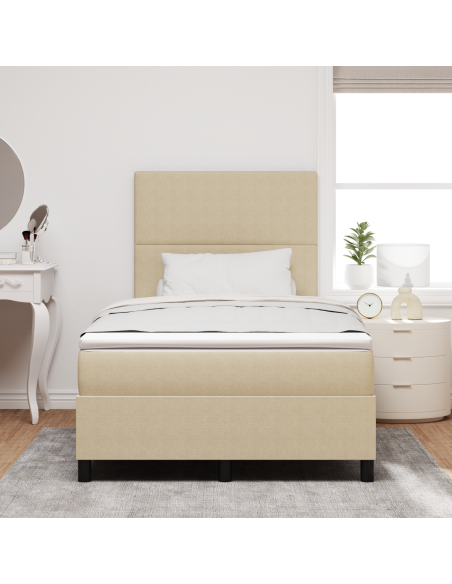 Letto Box Spring di con Materasso e Luce LED Verde Grigio Piccolo Doppio Tessuto Corduroy