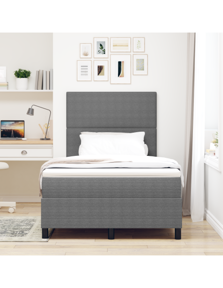 Letto Box Spring con Materasso & LED Grigio 120x200 cm Tessuto Corduroy