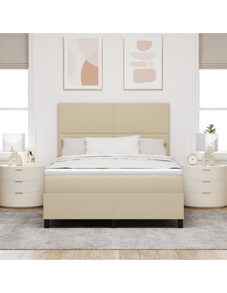 Letto a Molle con Materasso & Luce LED Verde Grigio 140x200 cm Tessuto in Velluto a Righe