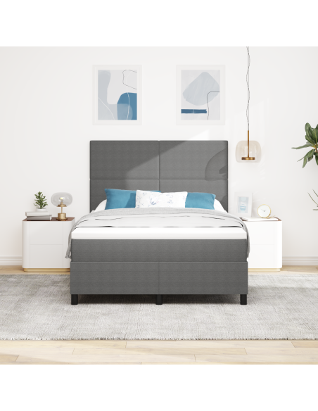 Letto con rete e materasso & luce LED grigio 140x200 cm tessuto a coste