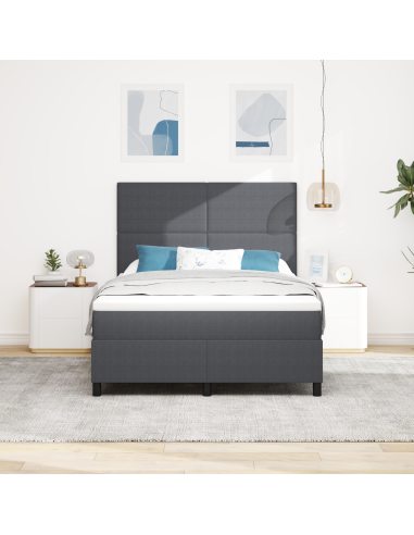 Letto a Sorgente LED Grigio Scuro e Bianco 160 x 200 cm