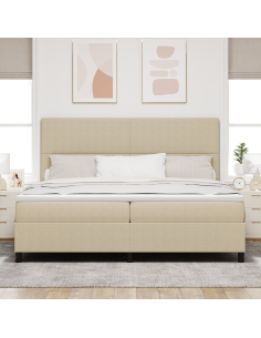 Letto a Sorgente LED Grigio chiaro e bianco 200 x 200 cm