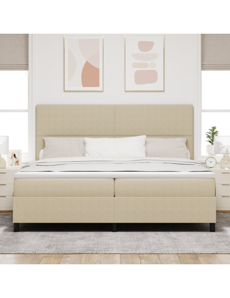 Letto Box Spring con Materasso e Luce LED Verde Grigio 200x200 cm Tessuto in Velluto