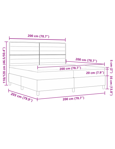 Letto con Rete e Materasso Blu 200x200 cm Tessuto