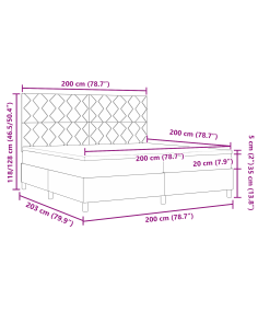 Letto a molle con materasso Blu 200 x 200 cm Tessuto