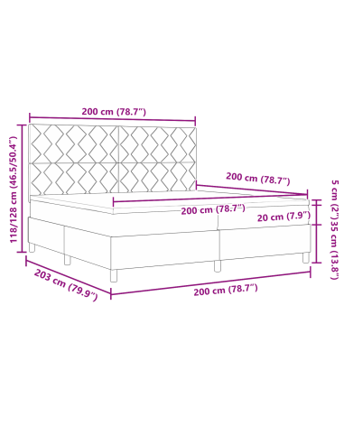 Letto a molle con materasso Blu 200 x 200 cm Tessuto