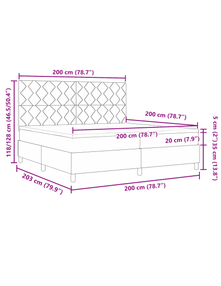 Letto a molle con materasso Blu 200 x 200 cm Tessuto