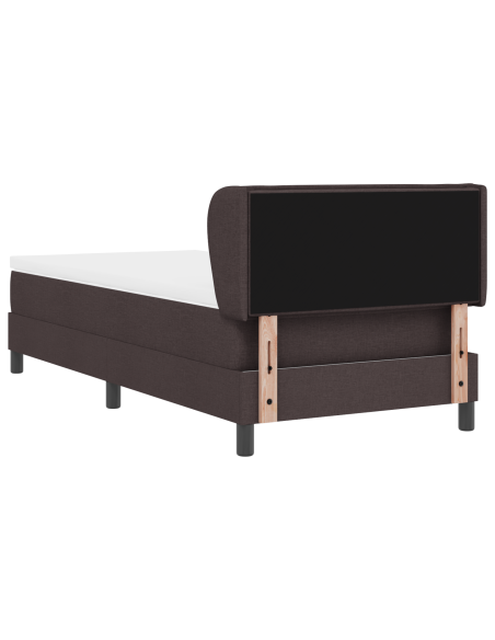 Letto Box Spring  con Materasso Marrone Scuro 100x200 cm in Tessuto