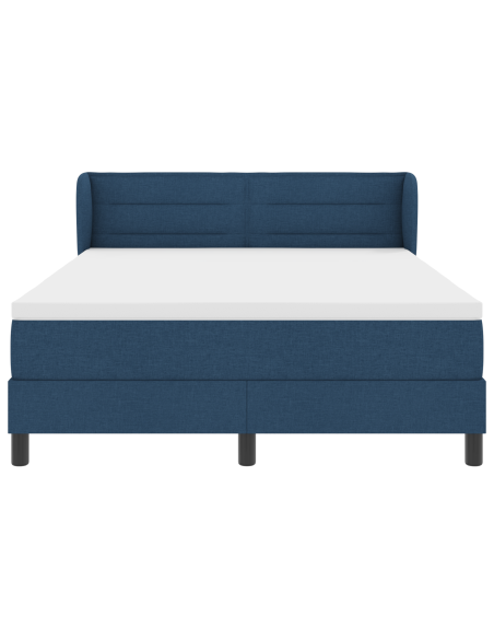 Letto Box Spring con Materasso Blu 140x190 cm in Tessuto