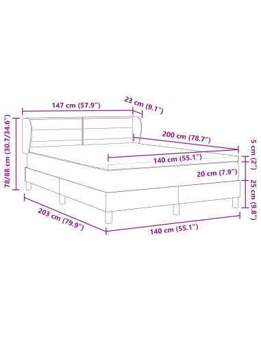 Letto a molle con materasso Grigio scuro 140 x 200 cm Tessuto