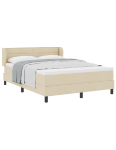 Letto a molle con materasso Crema 160 x 200 cm Tessuto