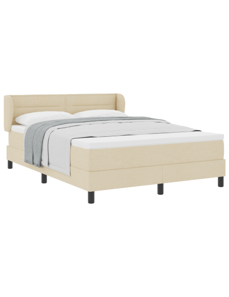 Letto a Molle Box con Materasso Crema 160x200 cm in Tessuto