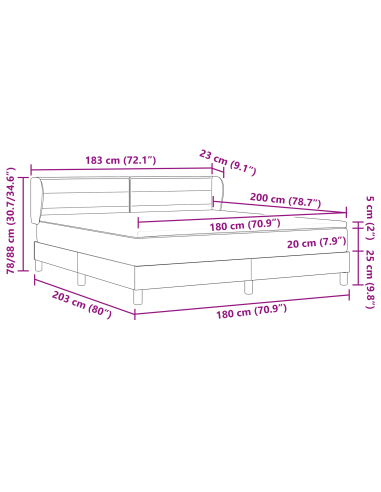 Letto a molle con materasso Marrone Scuro 180 x 200 cm Tessuto