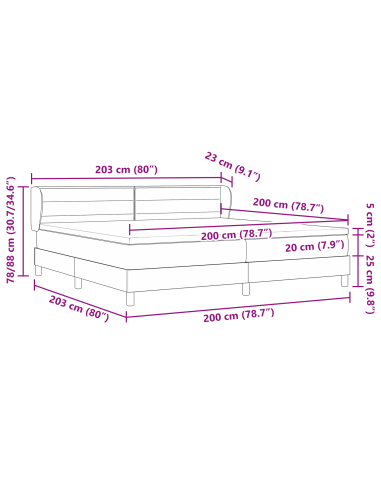 Letto a molle con materasso Crema 200 x 200 cm Tessuto