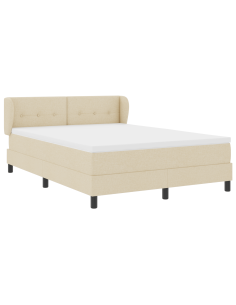 Letto a molle con materasso Crema 140 x 200 cm Tessuto