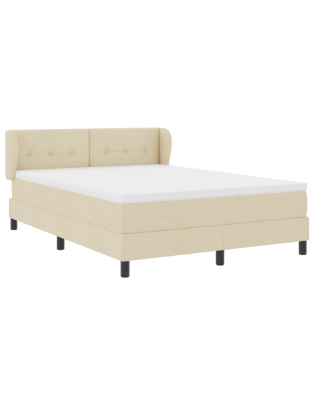 Letto con Box Spring e Materasso Panna 140x200 cm Tessuto