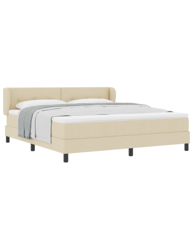 Letto a molle con materasso Crema 180 x 200 cm Tessuto