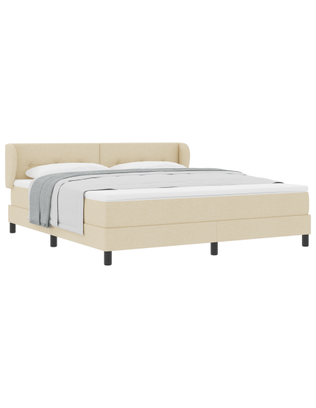 Letto Box Spring con Materasso Crema 180x200 cm Tessuto