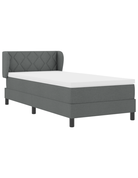 lettino box spring con materasso  grigio scuro 90x190 cm in tessuto