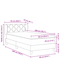 Letto a molle con materasso Crema 90 x 200 cm Tessuto