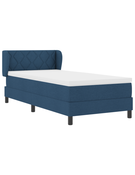 Letto a Molle con Materasso Blu, 100x200 cm, Tessuto