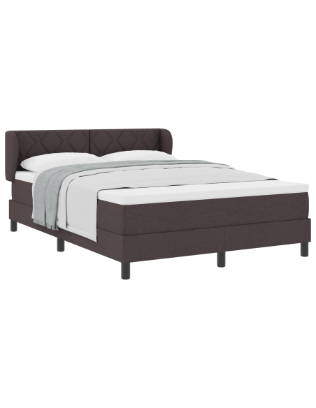 Rete a Doghe con Materasso Marrone Scuro 140x200 cm Tessuto