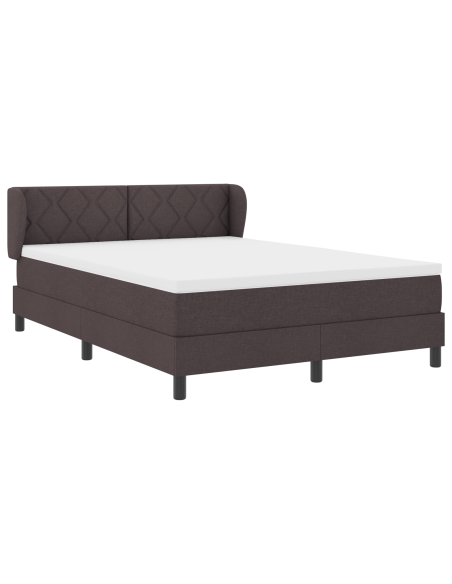 Letto Box Spring con Materasso Marrone Scuro 160x200 cm Tessuto
